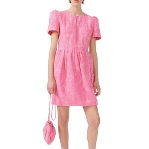 NWT Baum Und Pferdgarten Alexio Jacquard Short Sleeve Dress in Azalea Pink 36
